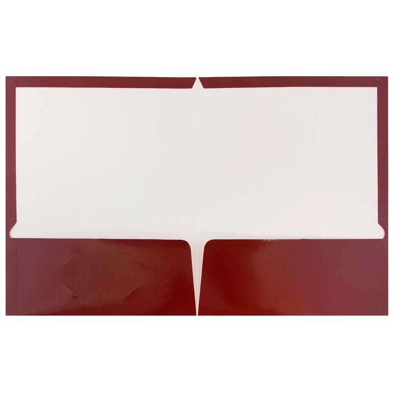 JAM Paper مجلدات مدرسية لامعة ذات جيبين من JAM PAPER - حجم رسالة - أحمر مارون لامع - عبوة 25/حزمة - Image 4